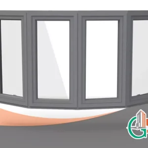 پنجره دوجداره آلومینیومی لولایی کمانی