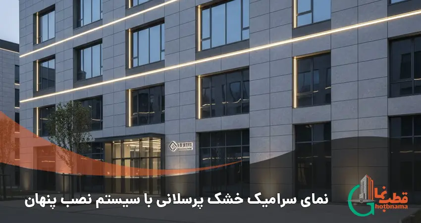 نمای سرامیک خشک پرسلانی با سیستم نصب پنهان در مجتمع تجاری