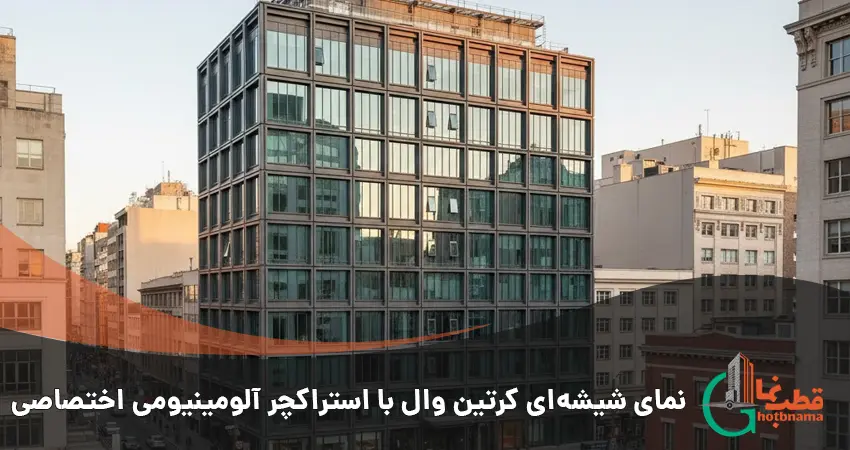 اجرای نمای شیشهای کرتین وال با استراکچر آلومینیومی اختصاصی در ساختمان تجاری