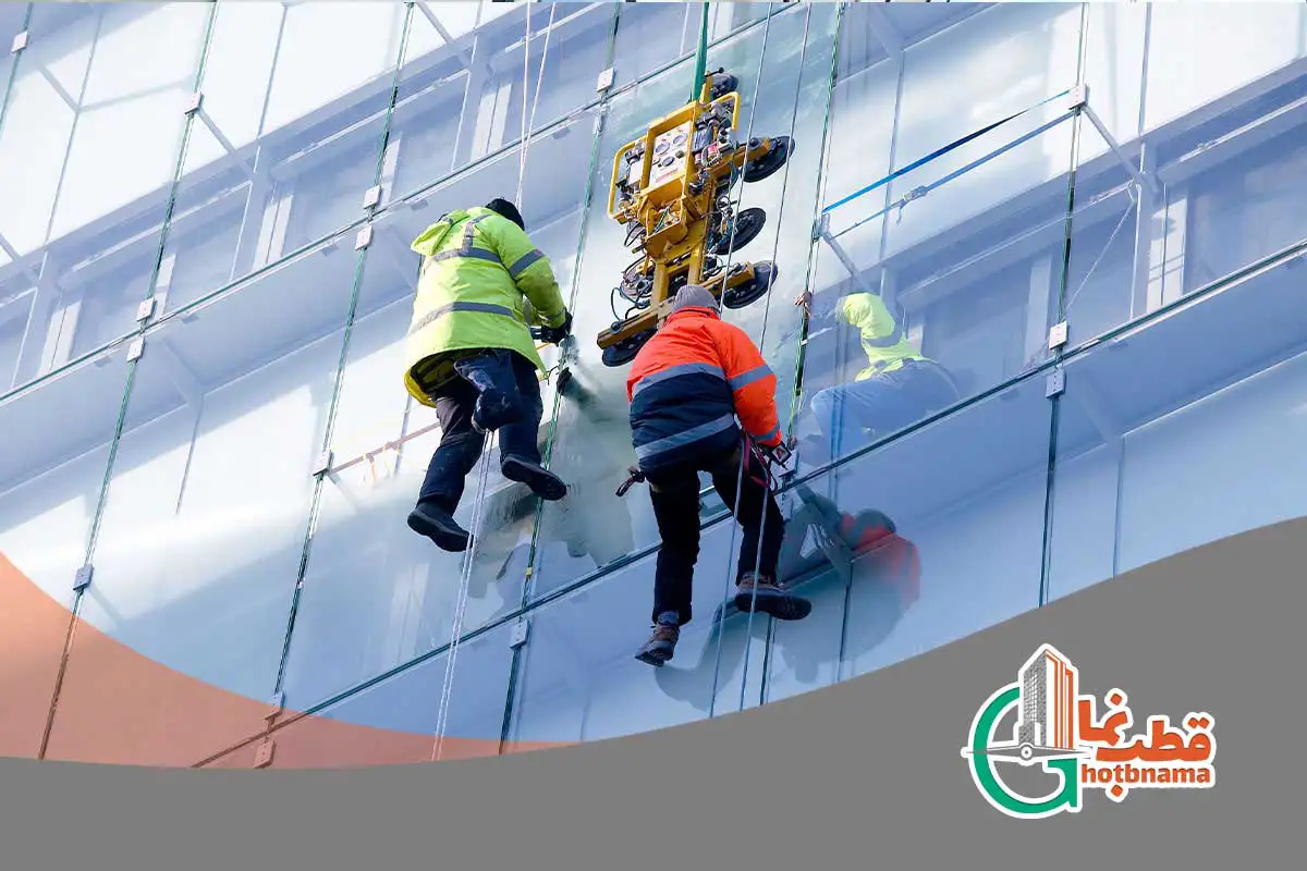 نصب نمای اسپایدر شیشه ای