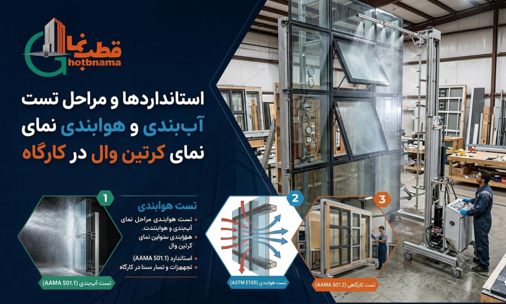 استانداردها و مراحل تست آب‌بندی و هوابندی نمای کرتین وال در کارگاه